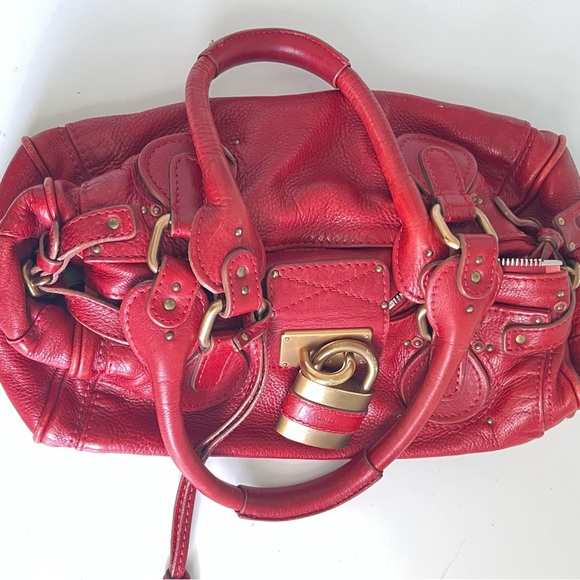 Chloe Paddington Red Leather Handbag Y2K - Picture 3 of 14